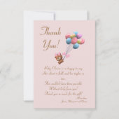 Cute Ours et Ballons Thème Carte de remerciements (Devant)