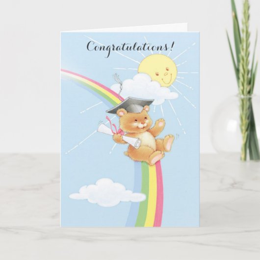 Cute ours graduation animaux personnalisable carte (Devant)