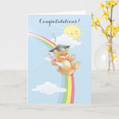 Cute ours graduation animaux personnalisable carte (Fleur jaune)