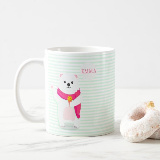 Cute Ours Polaire Mug personnalisé (Avec donut)