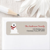 Cute Ours Polaire Rouge Bow Étiquette de adresse d (En situation)