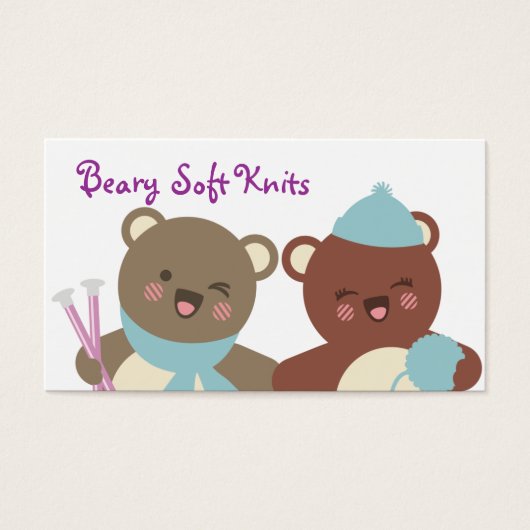Cute ours tricot aiguilles fil cadeau carte (Devant)