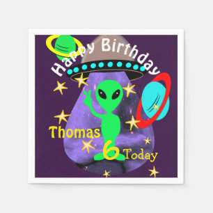 Cute outer Space Alien Thleed Birthday Party Servetten