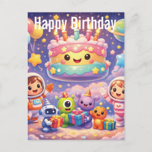 Cute Outer Space Verjaardagsfeest met Astronauten Briefkaart