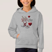 Cute Outline Reindeer Love Hearts Girls' Pullover  (Voorkant)