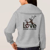 Cute Outline Reindeer Love Hearts Girls' Pullover (Dos)