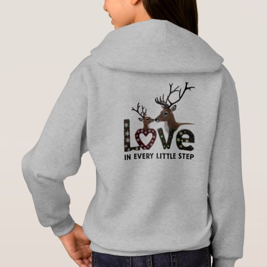 Cute Outline Reindeer Love Hearts Girls' Pullover  (Achterkant)
