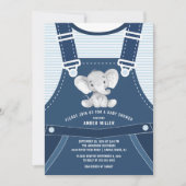 Cute Overalls ELEPHANT Baby shower Invitation (Devant)