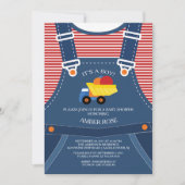 Cute Overalls Toy Truck Baby shower Invitation (Devant)