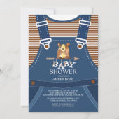 Cute Overalls Woodland Ours Baby shower Invitation (Devant)