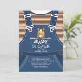 Cute Overalls Woodland Ours Baby shower Invitation (Debout devant)