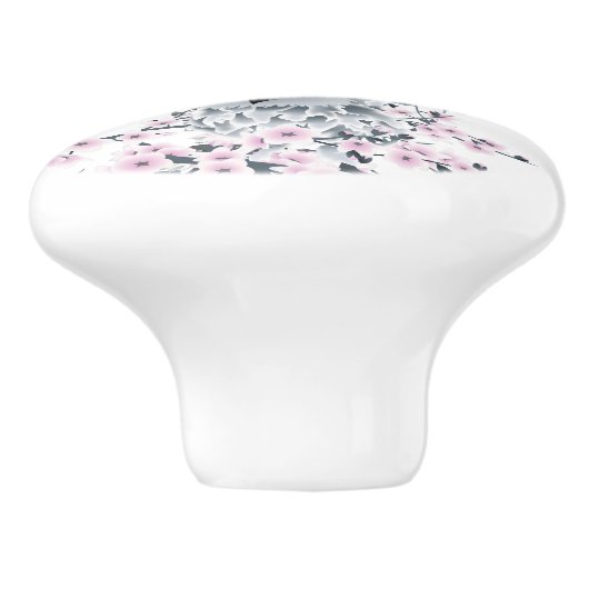 Cute Owl and Cherry Blossom Keramische Knop (Zijkant)