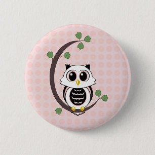 Cute Owl and Polka Dots Button
