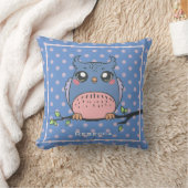 Cute Owl Art Dotty Personalised Girls Kussen (Deken)