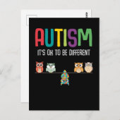 Cute Owl Autism Awareness Puzzle Autistic Kind Briefkaart (Voorkant / Achterkant)