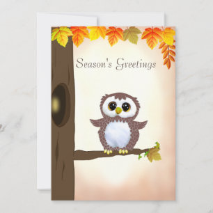 Cute Owl Autumn Season's Greetings Kaart