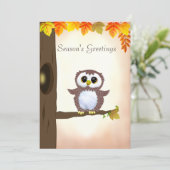 Cute Owl Autumn Season's Greetings Kaart (Staand voorkant)