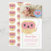 Cute Owl Baby Girl Merci Modèle photo (Devant / Derrière)