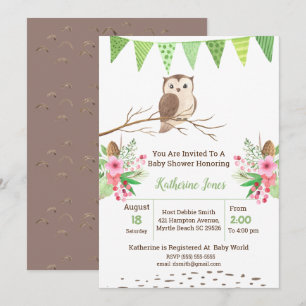 Cute Owl Baby shower Gender Neutral Kaart