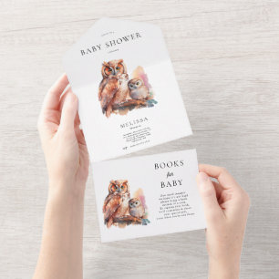 Cute Owl Baby shower Invitation et livres pour béb