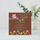 Cute Owl Baby Shower Invitations Kaart (Staand voorkant)