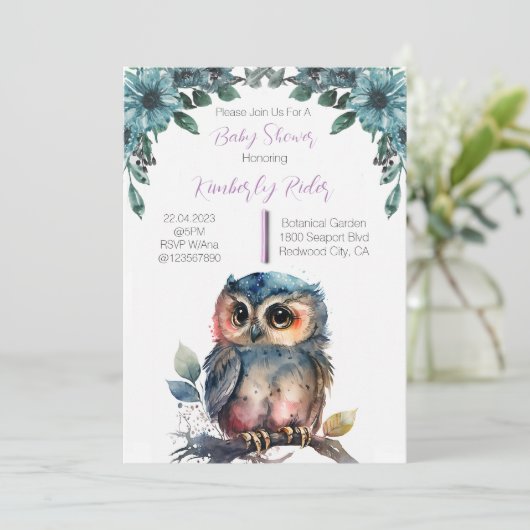 Cute Owl Baby shower Kaart (Staand voorkant)