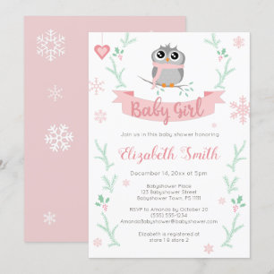 Cute owl baby winterbaby babydouche kaart