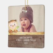 Cute Owl Baby's 1St. Fotokerstversiering Keramisch Ornament (Links)