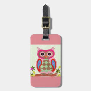 Cute owl bagagelabel