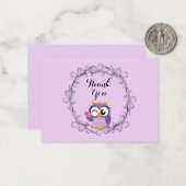 Cute Owl Bedankt  Notitiekaartje (Voorkant / Achterkant in situ)