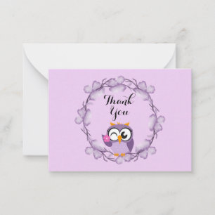 Cute Owl Bedankt  Notitiekaartje