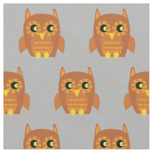 Cute Owl Bird Kind Baby Nursery Grey Stof