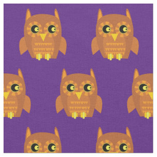 Cute Owl Bird Kind Baby Nursery Navy Paars Stof