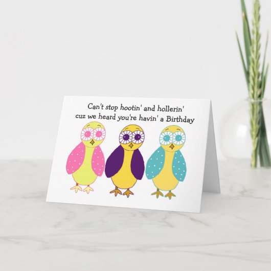 Cute Owl Birthday Greeting Kaart (Voorkant)