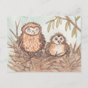 Cute Owl Brothers Briefkaart