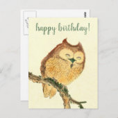 Cute Owl - Carte postale d'anniversaire japonais (Devant / Derrière)