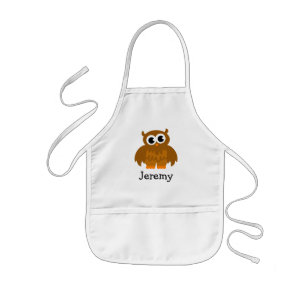 Cute owl cartoon apron voor kinderen   Naam aanpas Kinder Schort