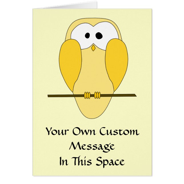 Cute Owl Cartoon. Geel. (Voorkant)