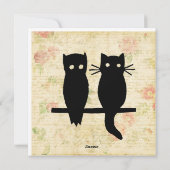 Cute Owl & Cat Feestdagenkaart (Achterkant)