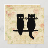 Cute Owl & Cat Notitiekaartje (Voorkant / Achterkant)