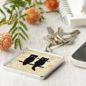 Cute Owl & Cat Sleutelhanger (Zijkant)