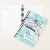 Cute Owl Cherry Blossom Pink Turquoise Ajouter un  (Devant avec enveloppe)
