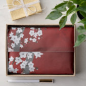 Cute Owl Cherry Blossom Red Black White Tissuepapier (Geschenk)