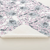 Cute Owl Cherry Blossom Sherpa Deken (3/4)