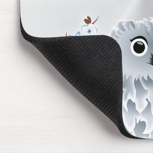 Cute Owl Cherry Blossom Silver White Monogram Muismat (Hoek)