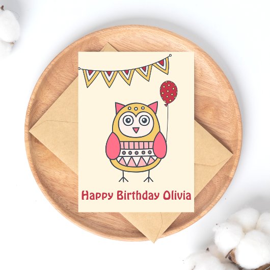 Cute Owl - Colorful Kinderen Birthday Briefkaart
