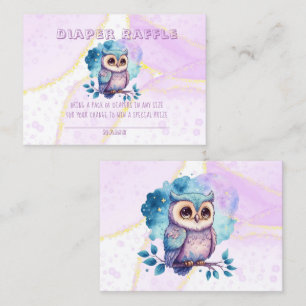 Cute Owl Diaper Raffle Girl Baby shower Visitekaartje