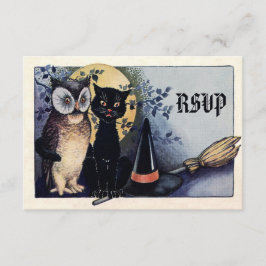Cute Owl en Cat Halloween RSVP