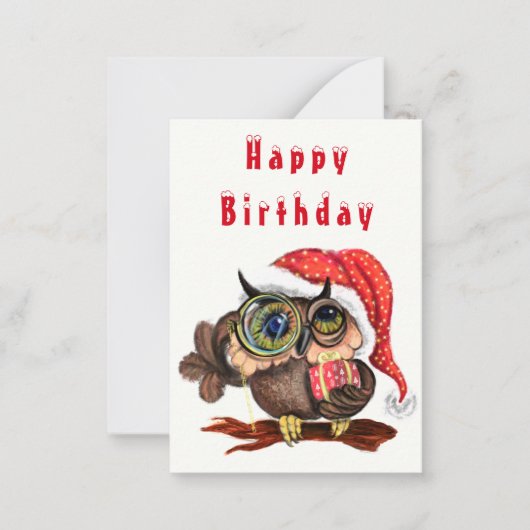 Cute Owl En Noël Casquette et carte cadeau d'anniv (Devant)