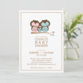 Cute Owl Famille Couples Baby shower Invitation (Debout devant)